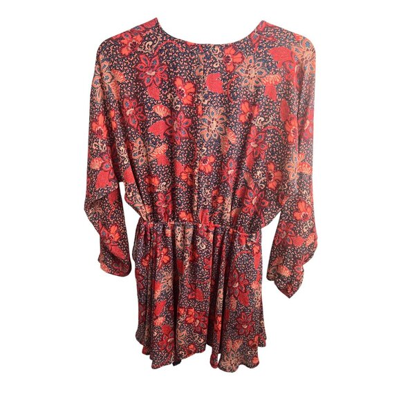 Free People Teegan Floral Print Long Sleeve Wrap Mini Dress Asymmetrical X-Small - Picture 4 of 16